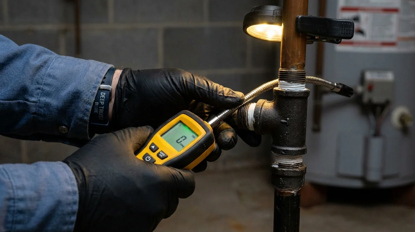 Gas leak detection with electronic sniffer by Johns Plumbing LLC in Panama City Beach